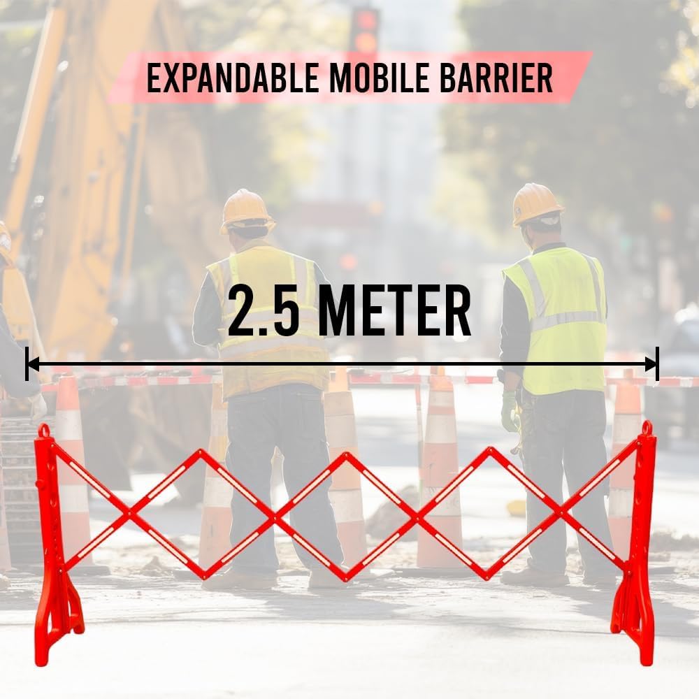 Berry Barrera móvil expandible – Barricada plegable de plástico de 8 pies, barrera portátil reflectante, puerta temporal para seguridad de peatones, eventos, escuelas, trabajos de mantenimiento, 1