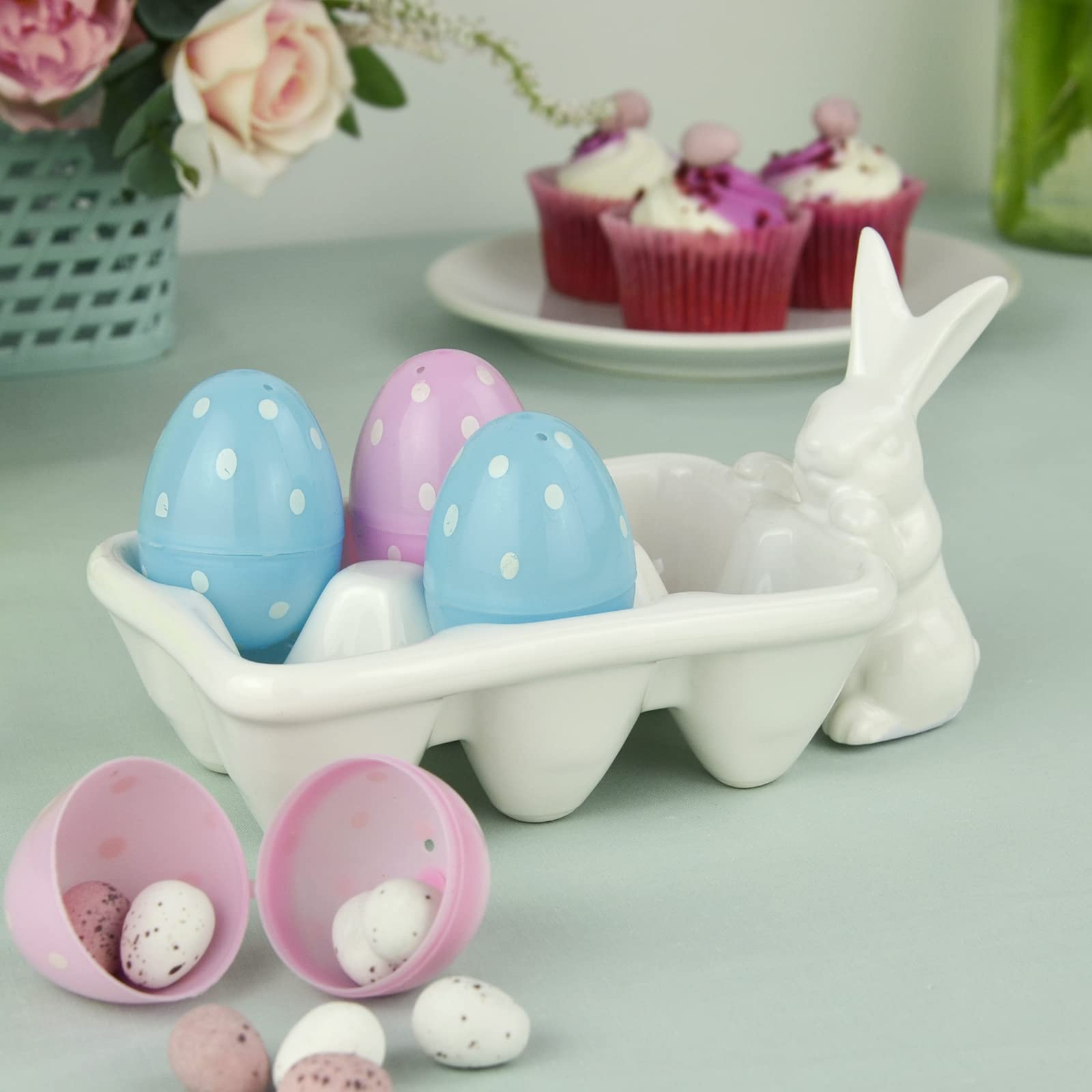 Easter Egg Carton Holder Bunny White Rabbit Sweets Candy Party Decoration