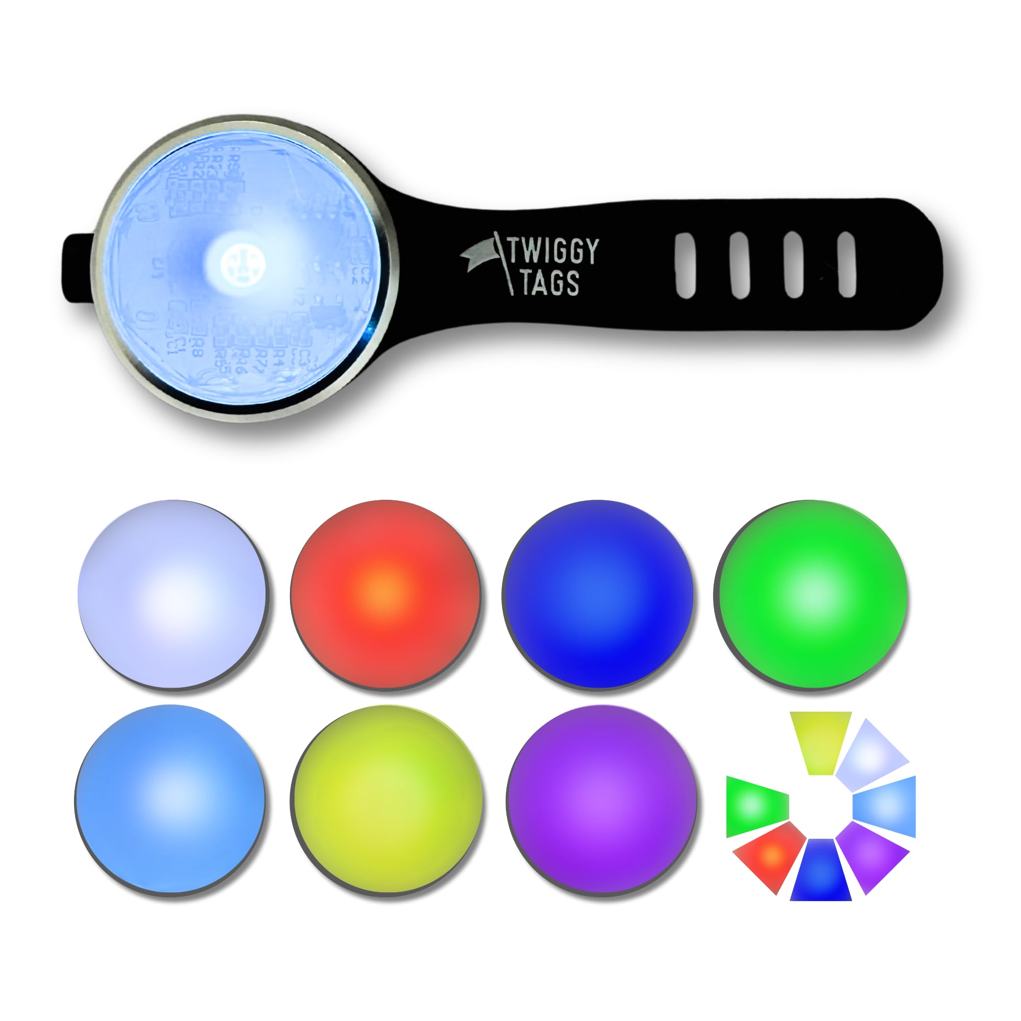 TWIGGY TAGS Rechargeable Dog Collar Safety Light | 7 Colour Modes & Flashing Mode | Increased Visibility for Night Walking | Small