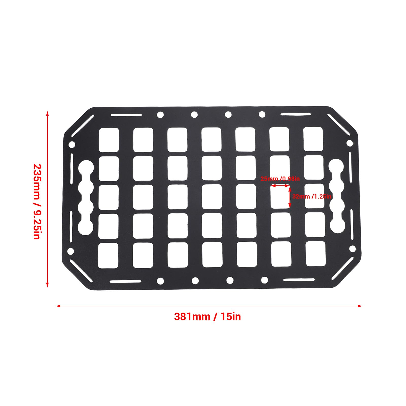 Haofy L Pista Molle Panel Camion Letto Molle Rack Alluminio 15x9.25x 0.08in con Fori Multipi per L Rail Tool Storage Cars SUV Pickups Camion