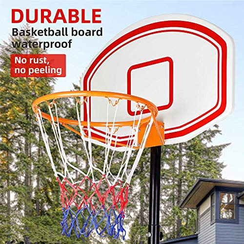 Amzdeal Portable Basketball Hoop, Basketball System Height Adjustable for Kids Youth, Basketball Goal W/Basketball Backboard, Wheels, Basketball Net, Suitable for Indoor Outdoor Use