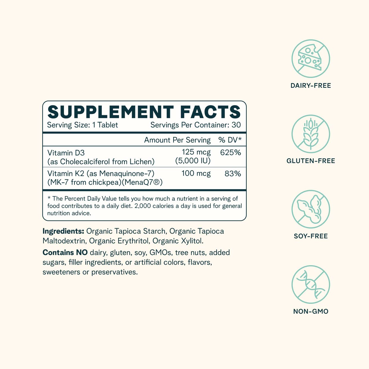 Ora Organic Vitamin D3 5000IU + K2 - Vegan Vitamin D from Lichen and K2 from Chickpeas for Bone Health, Immune Support, & Mood, Maximum Absorption - 1 Month Supply, 30 Chewable Tablets (Pack of 2) — Amazon image 6
