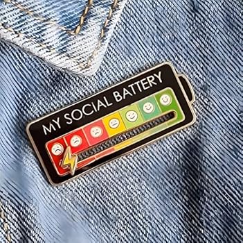 2 stuks My Social Battery Pin Badge, Grappige Sliding Mood Tracker