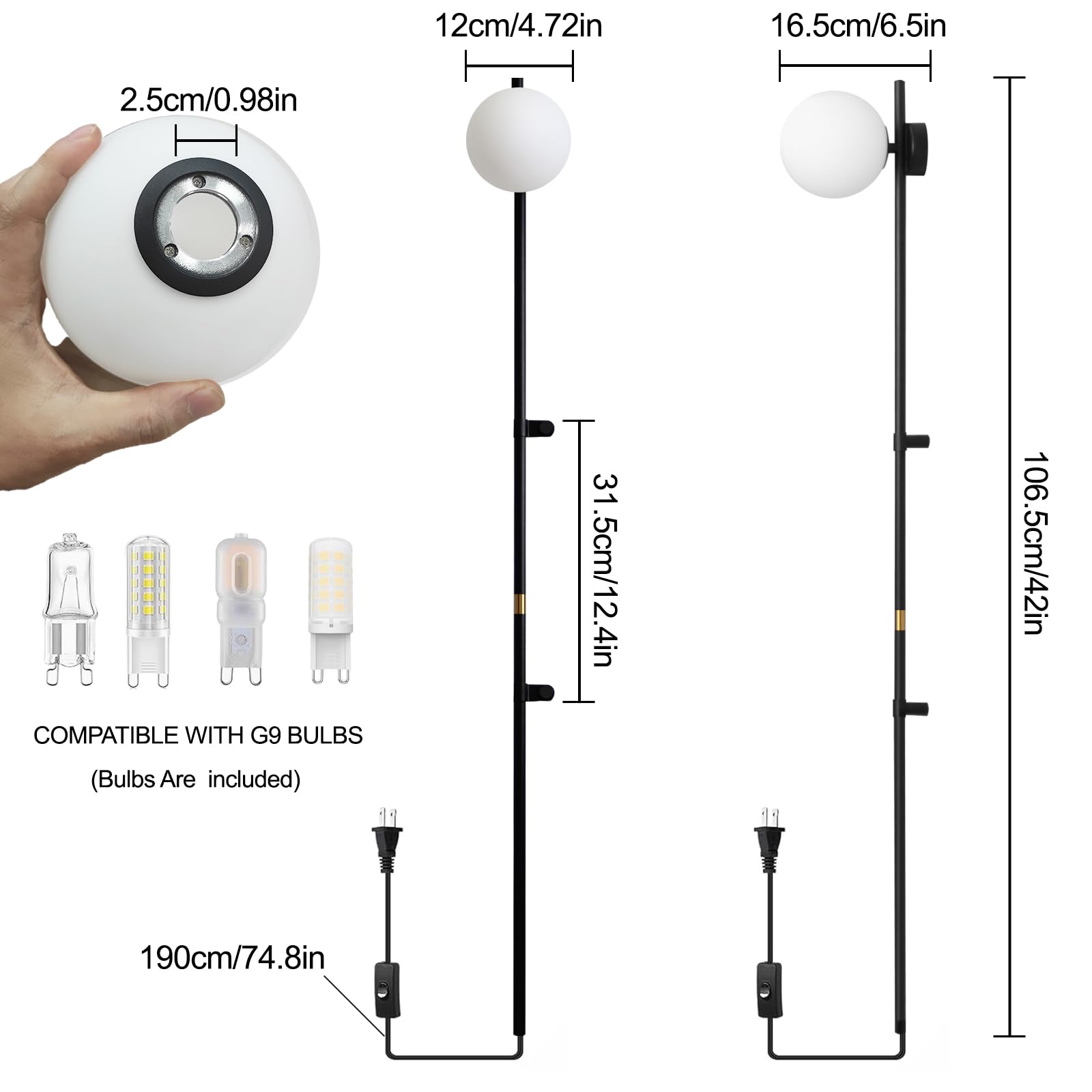 Indoor Wall Lamp LED Bedside Reading Wall Light Fixture, Modern - View #8