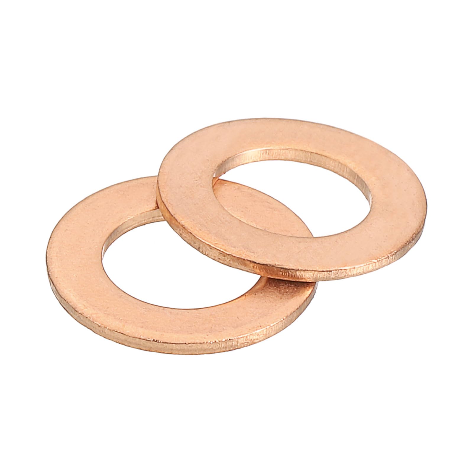 uxcell M8 Flat Washer, 50 Pcs Copper Ring Flat Washers 14mm OD Metal Sealing Gasket Ring for Screws Bolts Nuts