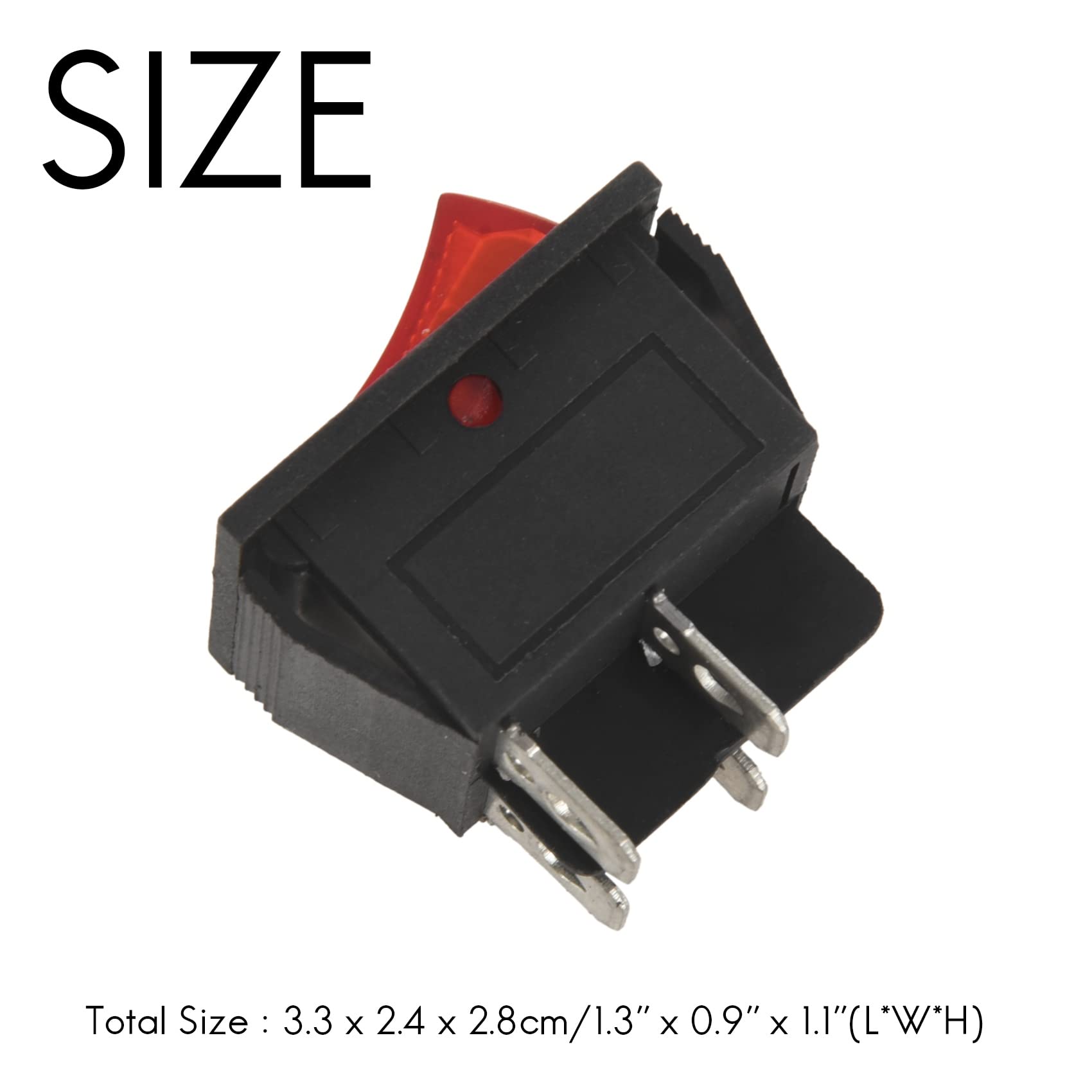 Kqcibz Red Light 4 Pin DPST ON/Off Snap in Rocker Switch 15A/250V 20A/125V AC 28x22mm