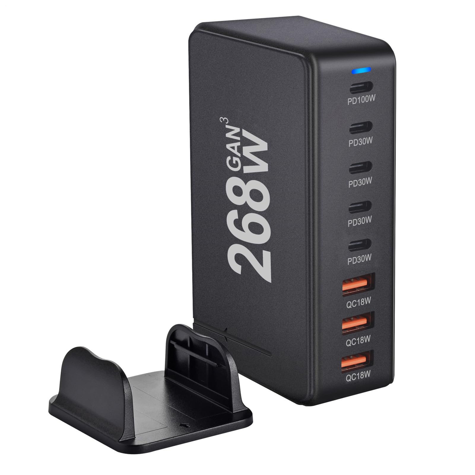 Cargador USB Estación de Carga Rápida de 8 Puertos | Bloques de Carga Rápida de 268W para Teléfonos Tabletas Portátiles y Dispositivos Electrónicos de Oficina en Casa