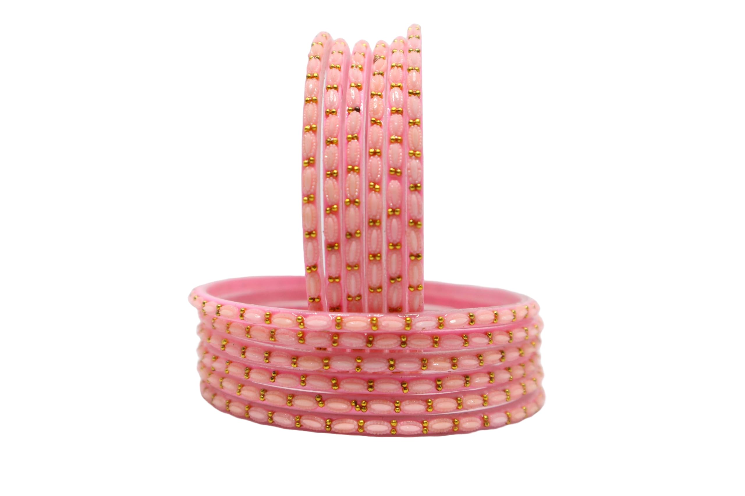 Chirag Bangle Beautyfull glass bangles finisghing with golden balls for Girls,Women and Adults, light weight bangles (Packing of 12 bangles)