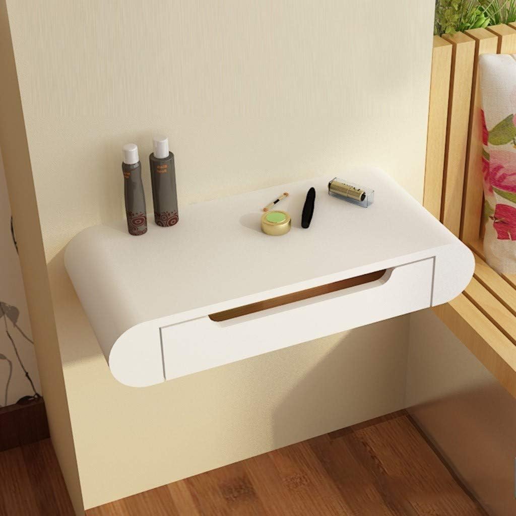FEN HOME White Bedside Vanity Dressing Table Floating Makeup Dresser Table Cosmetic Storage Table Corner Wall Cabinet with Drawer