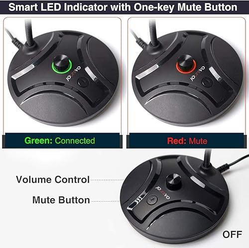 Miniatura 4 de JOUNIVO Micrófono USB para computadora JV605 PRO con botón de silencio y perilla de volumen compatible con PC, laptop, escritorio, Mac PS4, Play &