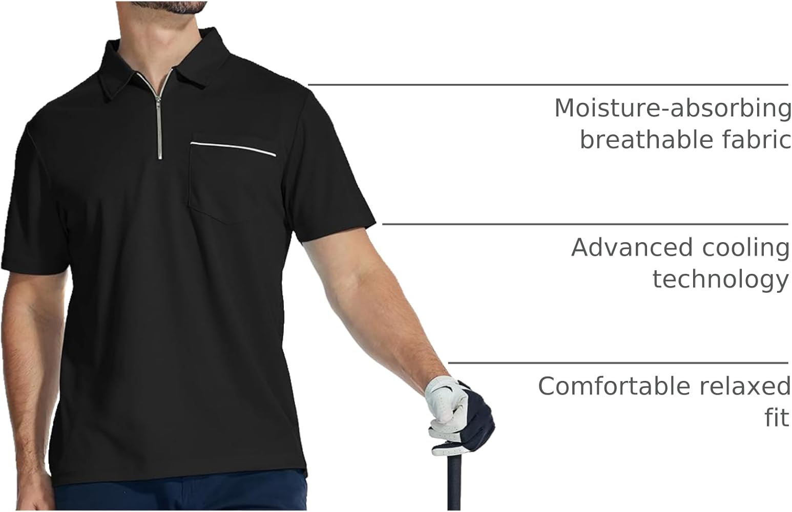 Amazon.com: ZITY Mens Knit Polo Shirts Quarter Zip Shirts