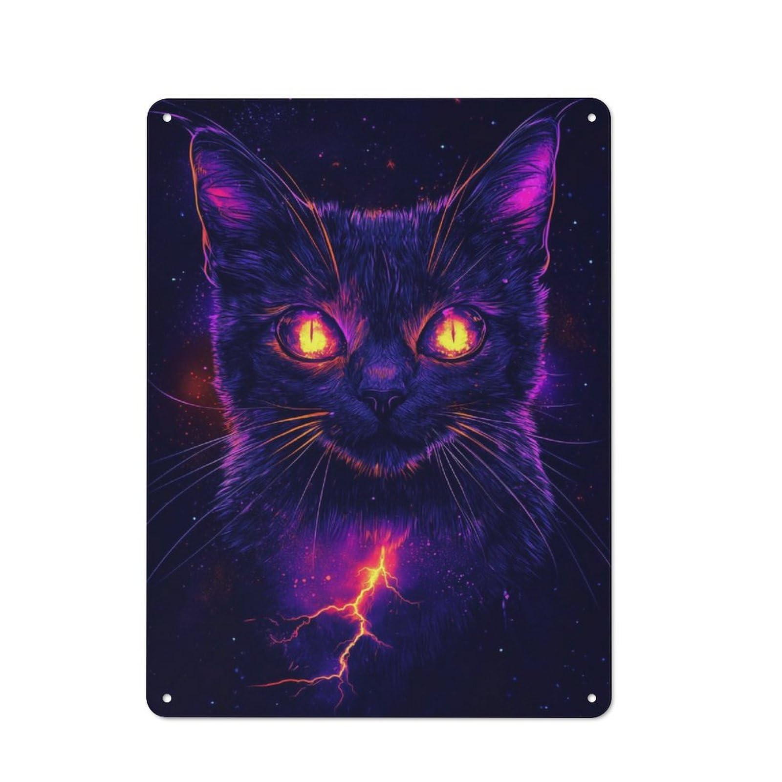 Junmoney Cute Neon Cat Light Eyes Decorative Metal Sign 40X30cm, Creative Studio Wall Plaque For Hobby Room, Office, Lounge Or Living Room