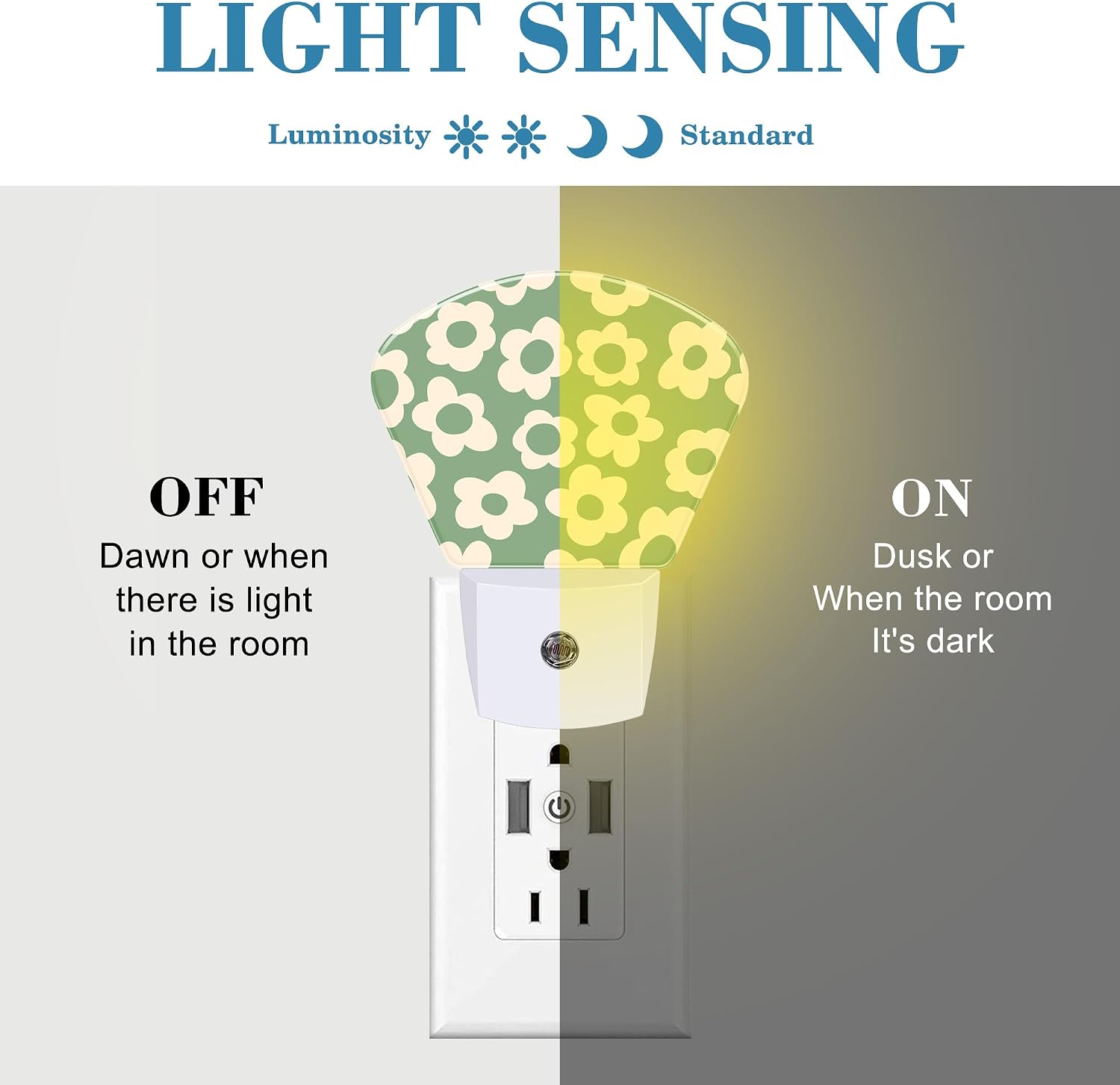 Vintage Green Flowers Night Light, Groovy Flowers Nightlight Plug into Wall with Dusk to Dawn Sensor for Kid Girls Boys Women Men Bedroom, Hallway, Kitchen, Bathroom, Stairs Decor image 2