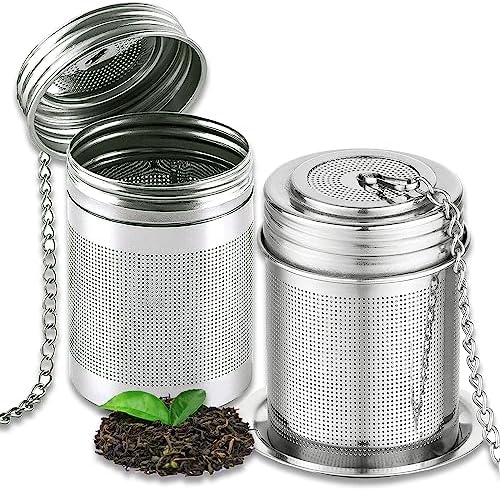 HEVANKY 2 Pack Tea Infuser, Loose Tea Stainless Steel Filters, Extra Fine Mesh Tea Infusers With Extended Chain Hook, 18/8 Stainless Steel Tea Strainer, Tea Steeper For Brew Tea, Spices & Seasonings