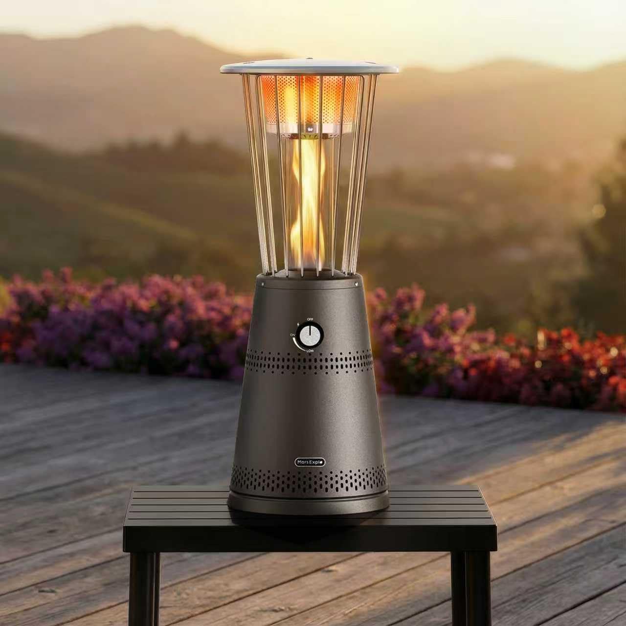 Tabletop Heater Patio Heater, 11,000 BTU Propane Patio Heater for Commercial, Balcony & Porch, Quartz Glass Tube, Portable Small Heater For Outdoor Use, Black