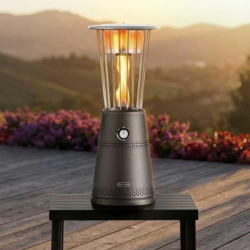 Tabletop Heater Patio Heater, 11,000 BTU Propane Patio Heater for Commercial, Balcony & Porch, Quartz Glass Tube, Portable Small Heater For Outdoor Use, Black