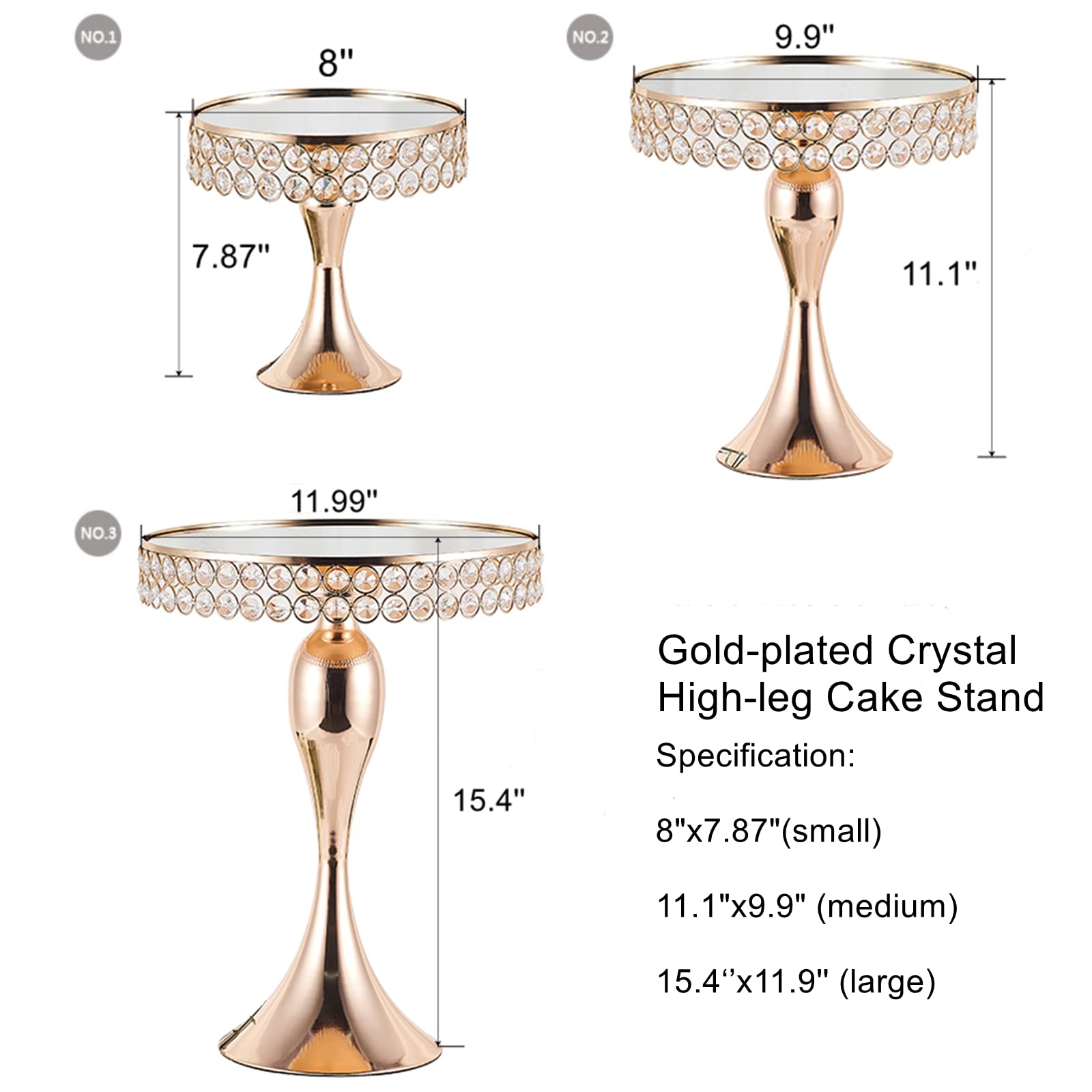 3 Pack Gold Cake Stands Dessert Table Stands Gold Pedestal Cake Stand Glass Cake Stands for Wedding Party Baby Shower Christmas Celebration Display Decoration