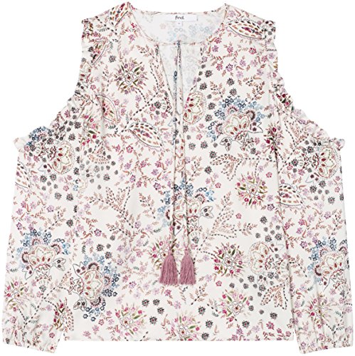 Find. Cold Shoulder Paisley Camicia Donna, Bianco