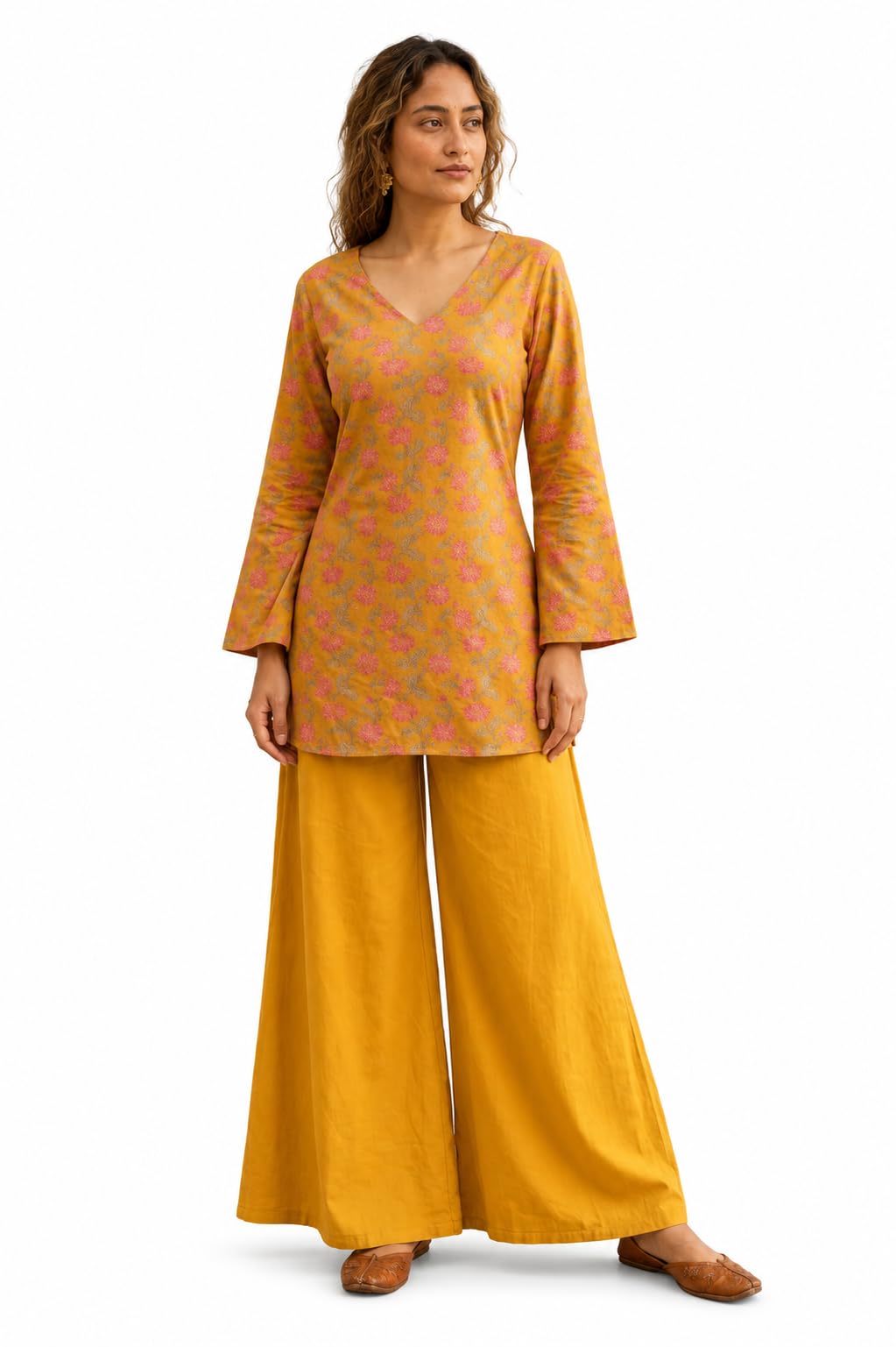 Women Floral Printed Pure Cotton Straight Ethnic Short Kurti-image-41