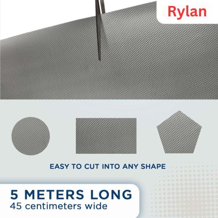 Image of Rylan (45 cm x 5 m) Multipurpose Anti-Slip Mat, Sheet for Fridge, Kitchens, Cupboard, Drawers, Shelf Liner | Super Strong EVA, Water Resistant (Diamond Texture, Grey)