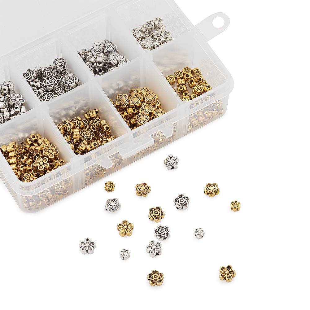 Chiwanji 600 Pezzi Perline A Forma Di Fiore - 4mm | Distanziatori Per Bracciali E Gioielli Fai Da Te - Foto 6