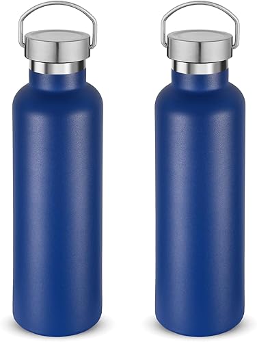 Miniatura 43 de Volhoply Botella de agua aislada de 24 onzas con boca estándar, tapa combinada de plástico y acero inoxidable, botella de agua de 304 18/8 de doble