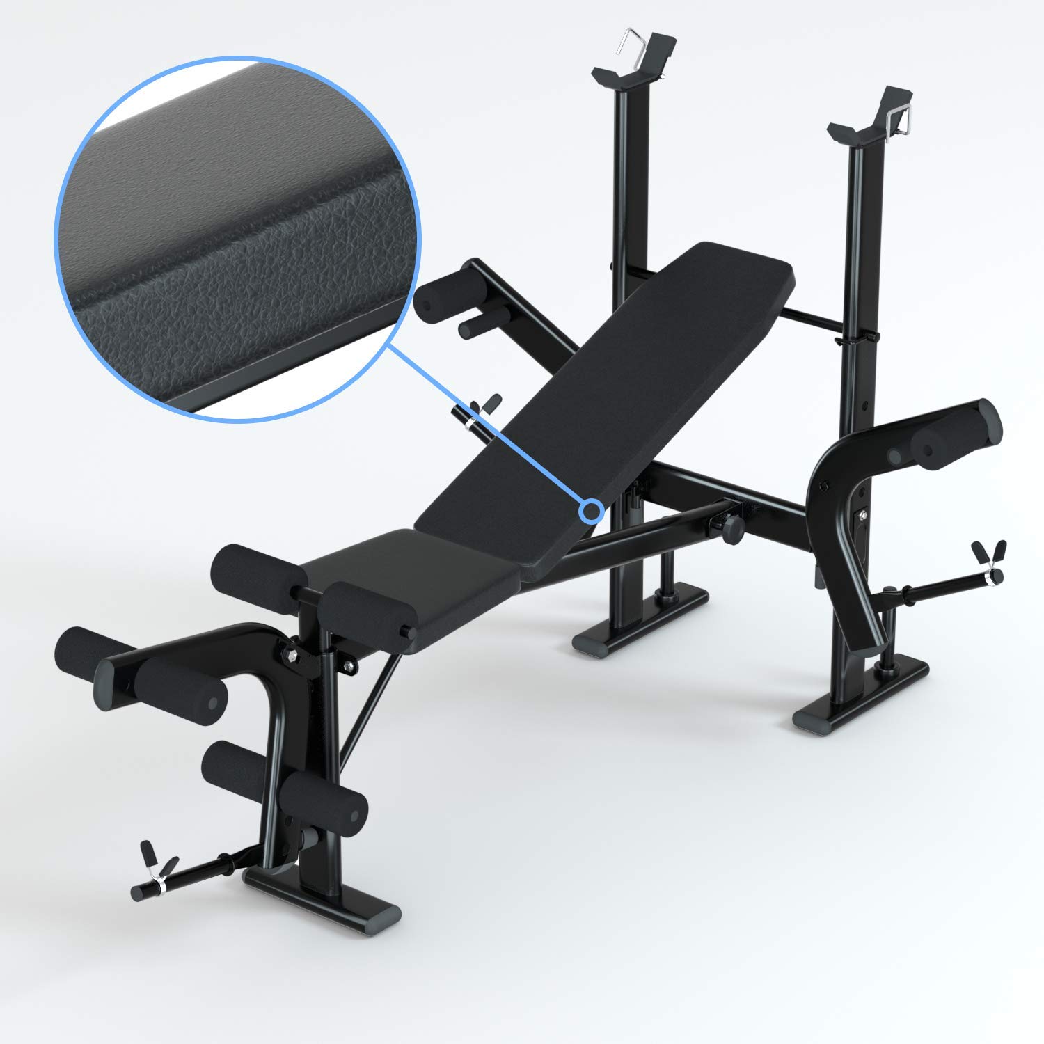 VIVITORY Adjustable Multi-Function Foldable Weight Bench and Fitness Barbell Rack Commercial Weight Lifting Support w/Leg Developer Arm Training Equipment Home Gym Full-Body Strength Workout Exercise