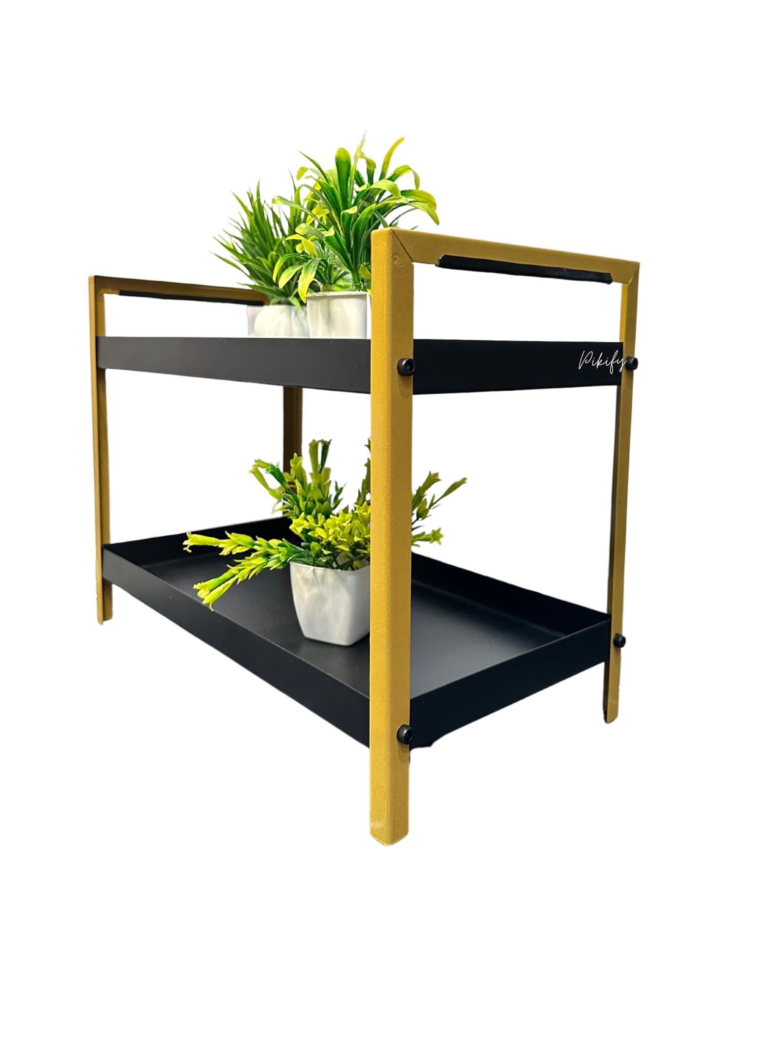 Pikify Standing Rack Bathroom Counter Top Storage Shelf Cosmetic Organizer Holder Kitchen Spice Rack [MADE IN INDIA] (Black & Gold) (B0C7CK2Q1W) Amazon Price History, Amazon Price Tracker