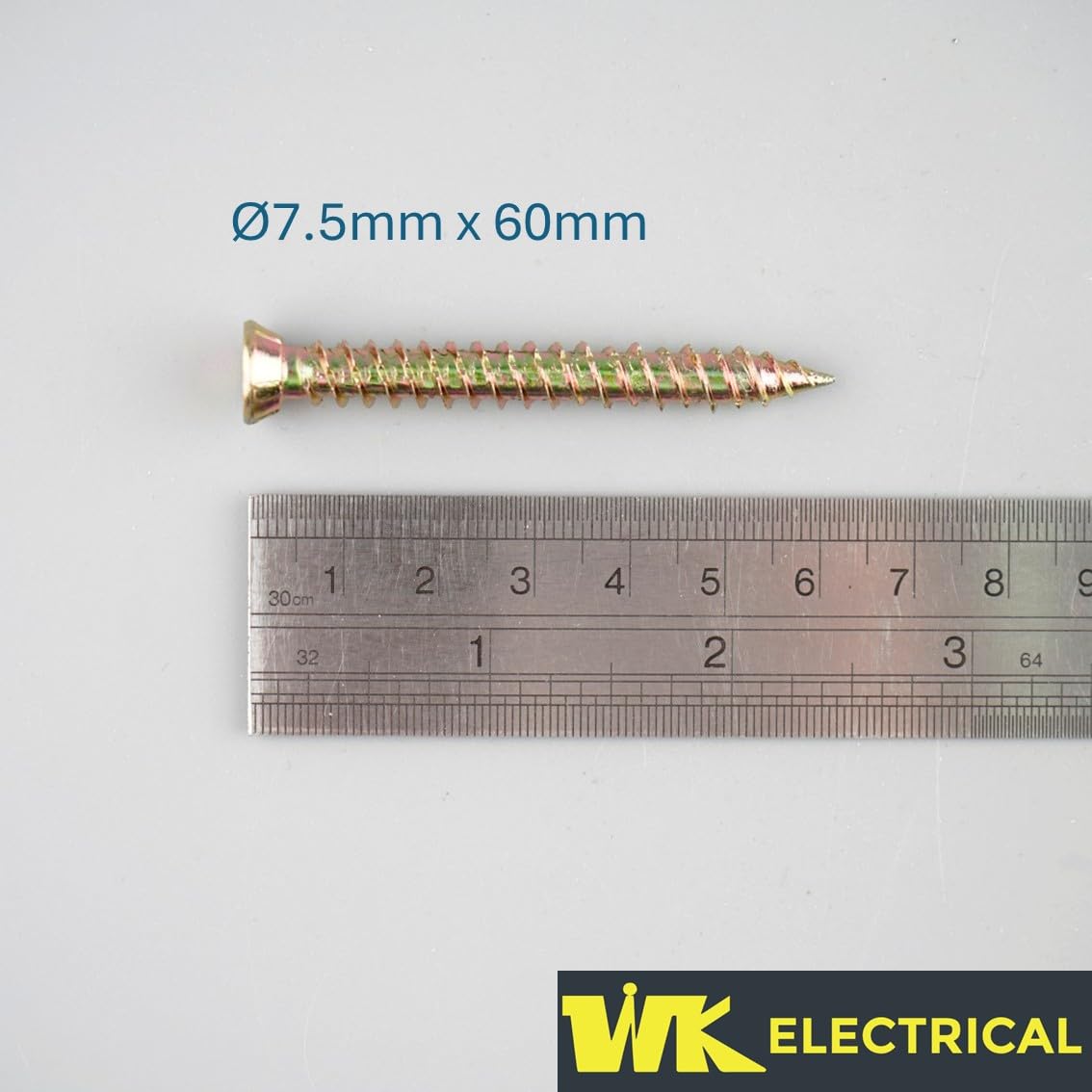 WK Electrical, Concrete Screws with Torx Bits, Zinc-Plated Countersunk Masonry Screws for Brick & Concrete - Image 2