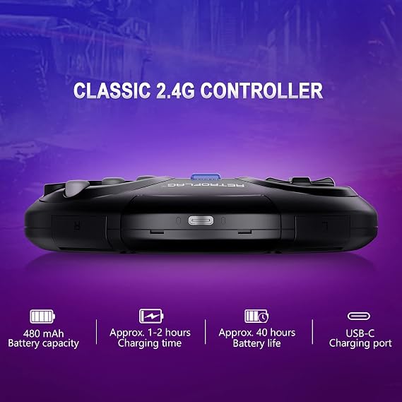 RetroFlag Classic 2.4G Controller, 6-Buttons Gamepad for Sega Genesis Mini 2 / Mini, Window, PC, Switch/Switch OLED and Raspberry Pi