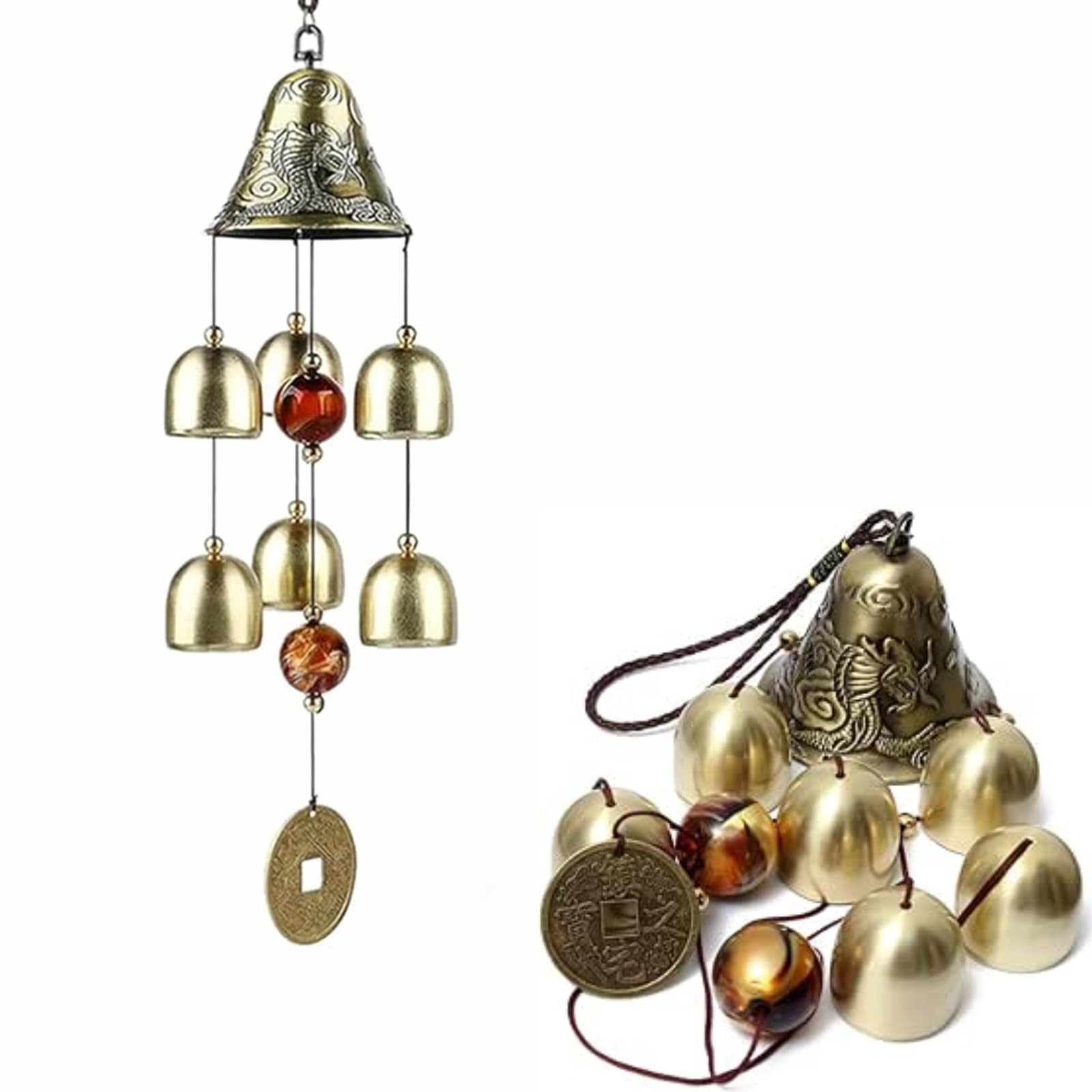 WYSUMMER Lucky Wind Chimes, Feng Shui Hanging Wind Chimes Dragon Wind Chime