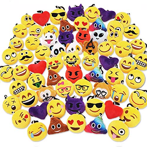Ivenf Pack of 50 5cm/2" Emoji Poop Plush Keychain Birthday Party Favors Supplies