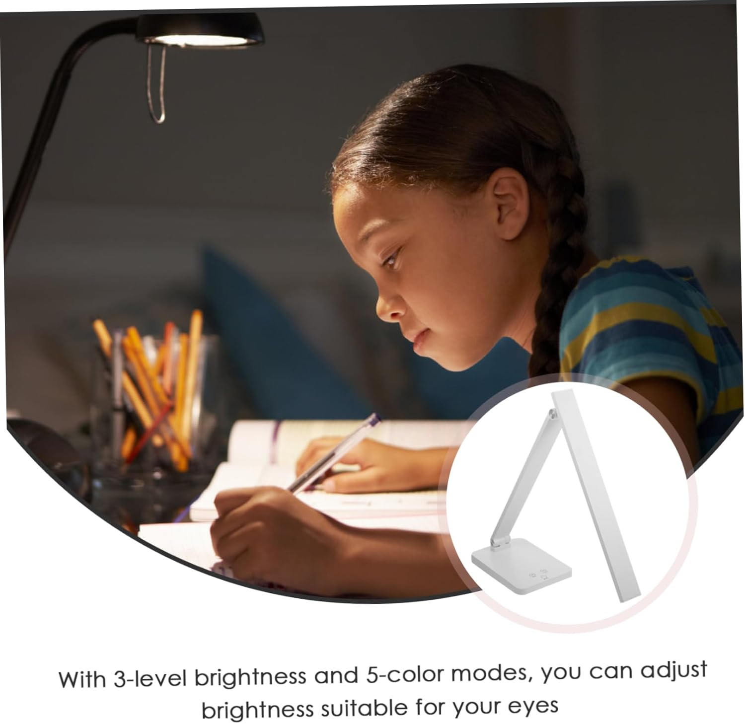 ARTIBETTER Foldable LED Eye-Protection Desk Lamp USB Charging Adjustable Brightness Touch Control Portable Reading Light for Home and Office