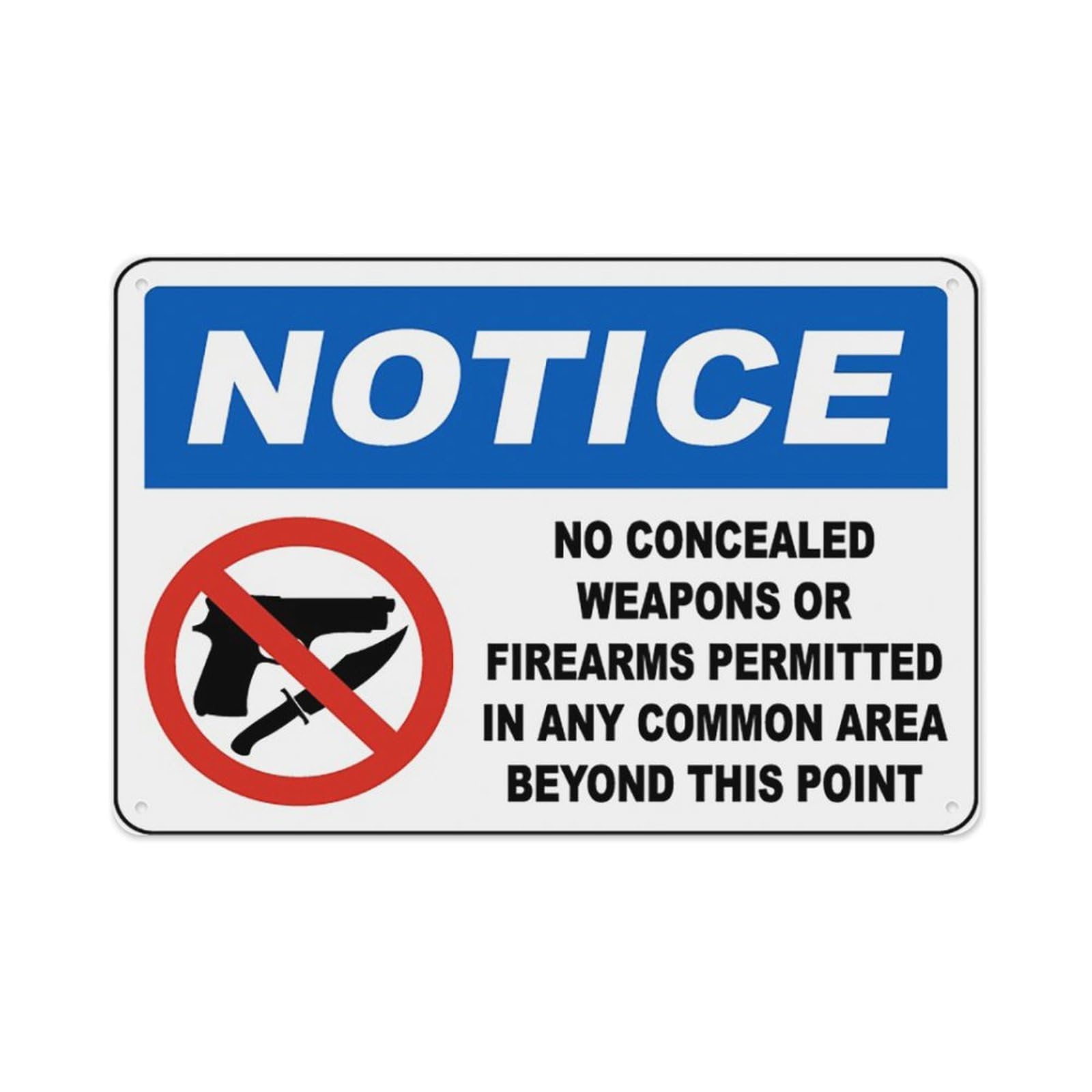 peiyeety No Concealed Weapons Or Firearms Permitted Sign Aluminum Tin Warning Signs For Home Outdoor Garden 8X12 Inches