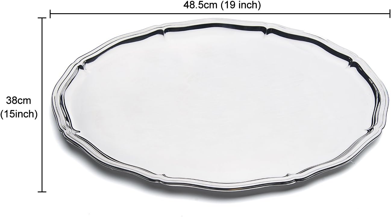OTW PAVILION Stainless Steel Serving Platters for Parties,Mirror Finish Oval Plates,Perfect for Party,Hotel,Wedding,Birthday,Outdoor Camping(19" x 15")