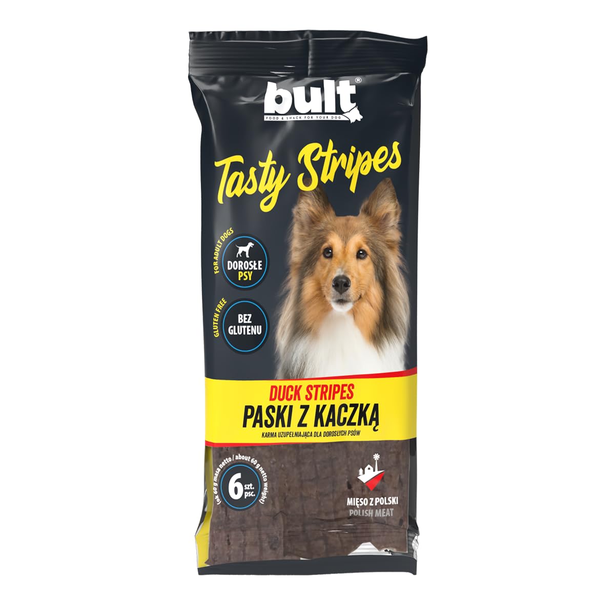 BULT, Przysmaki dla Psa, Paski z Kaczką, Bezglutenowe, 150g, Dla Dorosłych Psów, 6 szt., Karma Uzupełniająca, Z Polskiego Mięsa