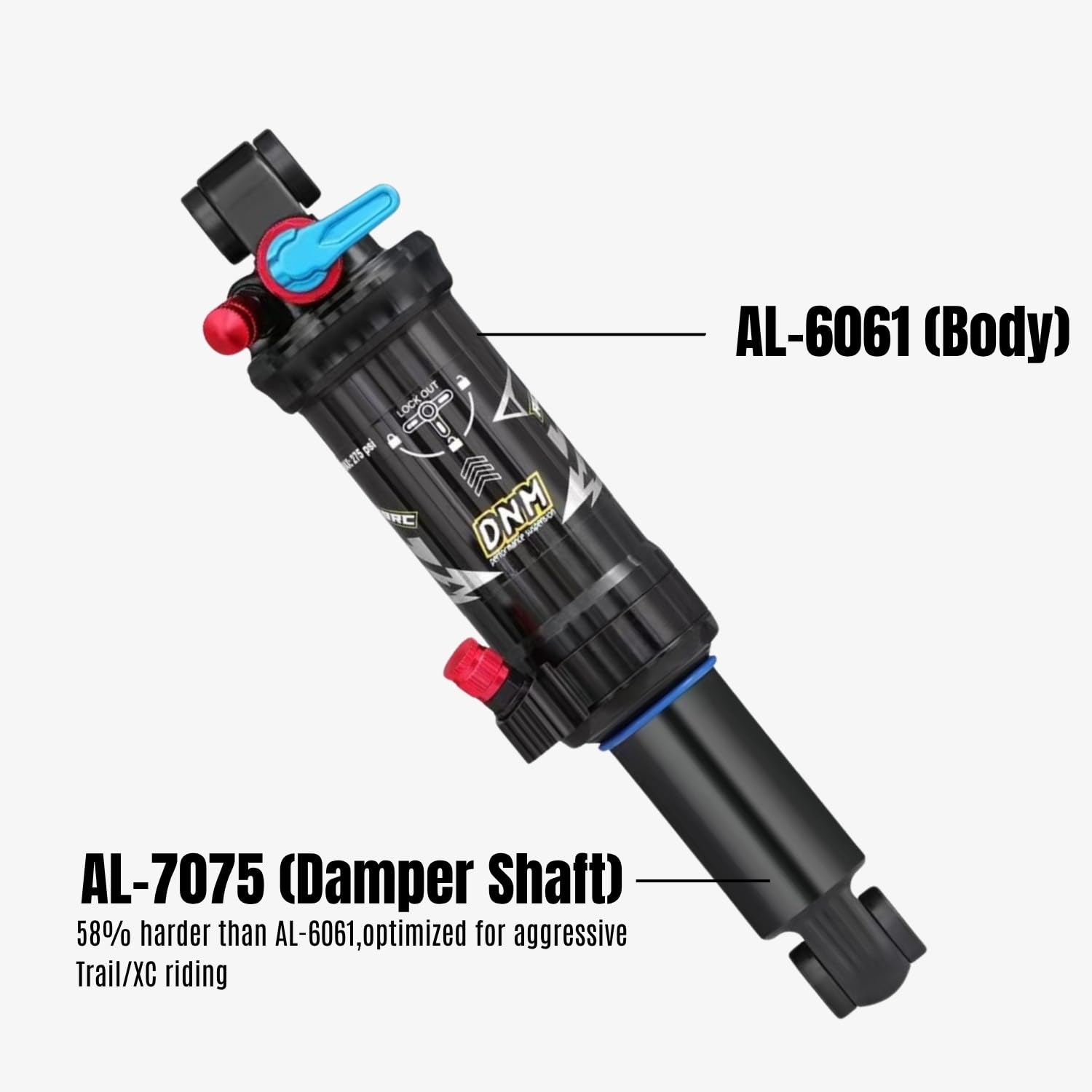 DNM AO-39RC Rear Shock (AOY-36RC Upgrade), Air-Adjustable, 165/190