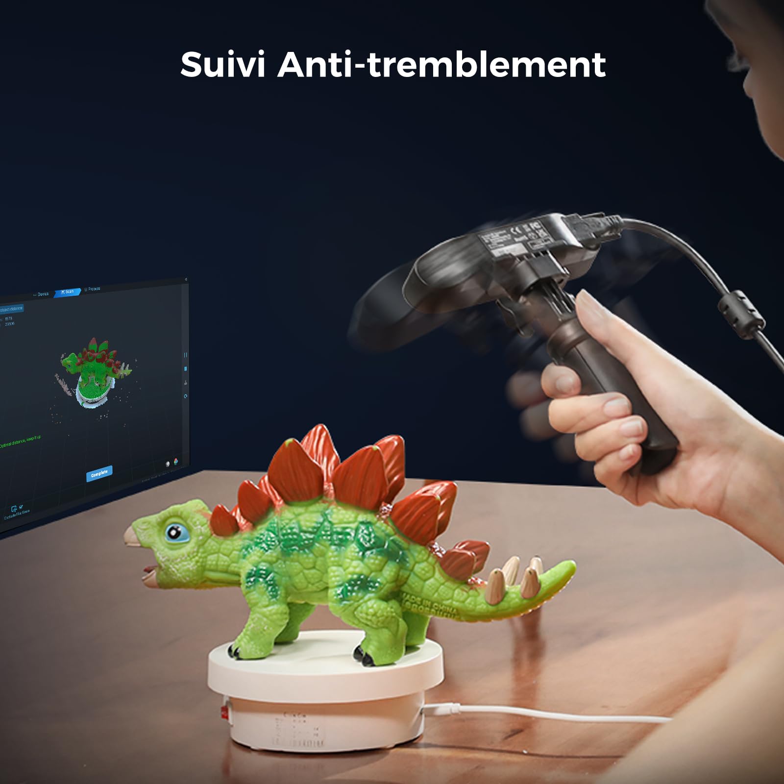 Creality Ferret Pro Scanner 3D, précision de 0,1 mm, WiFi 6 sans fil, technologie anti-tremblement, couleurs 24 bits pour métaux/noir (sans spray), extérieur jusqu'à 30k Lux, compatible avec Mac/iOS