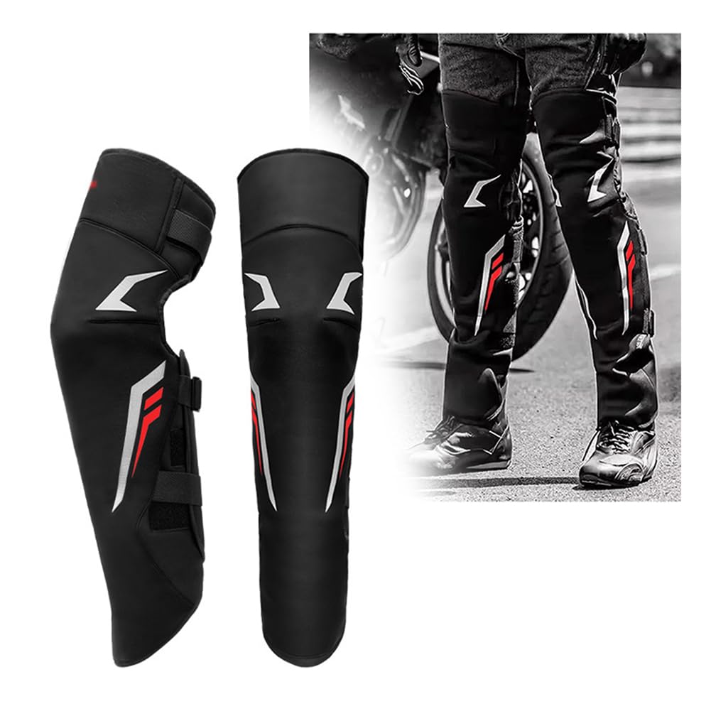Ginocchiere Motociclistiche, Manicotti Gambe Invernali MTB Antivento Freddo Anti-Wrestling Protezione del Ginocchio Motociclistico für Mountainbike, Motocross Red