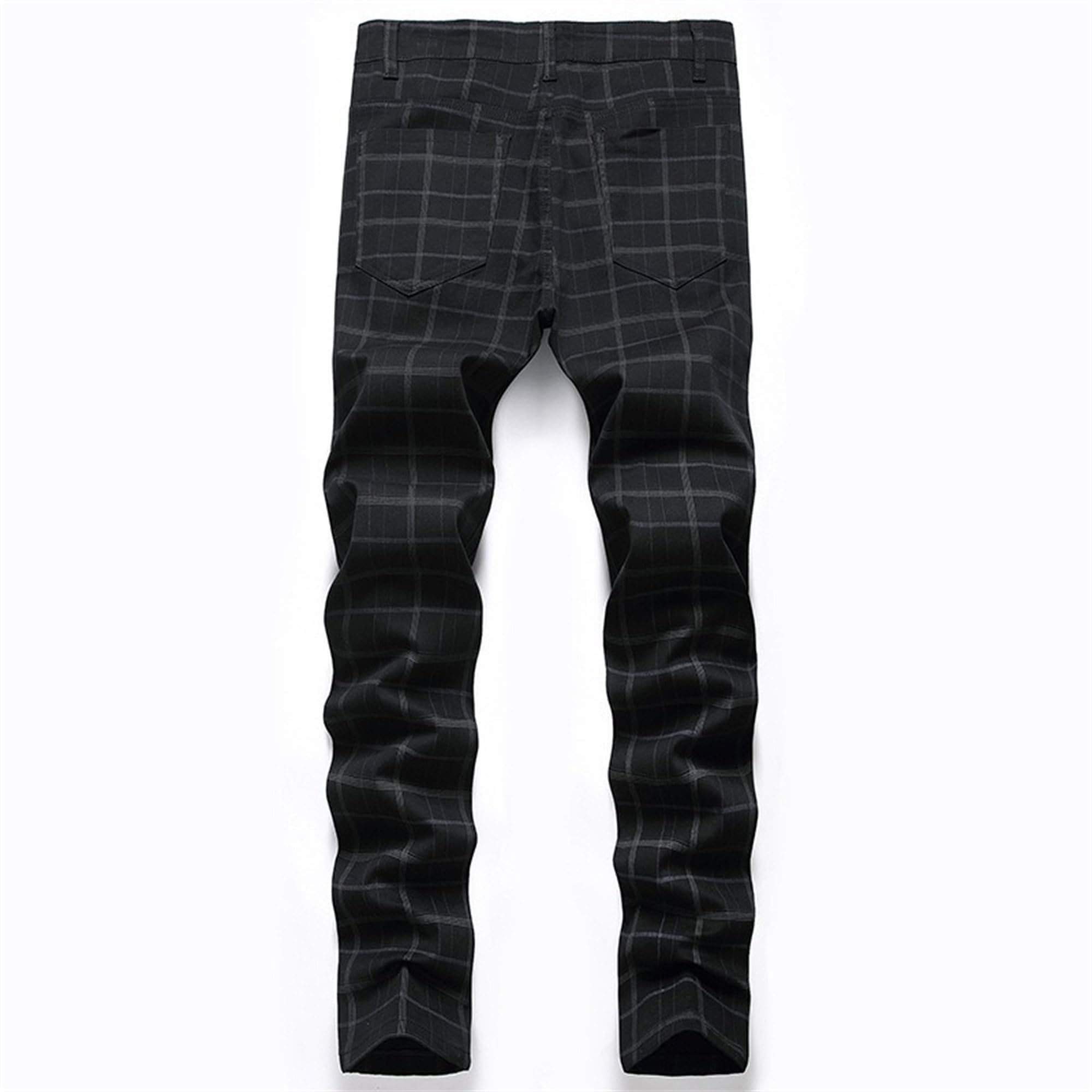 Pantaloni da uomo a quadri dritti in tartan chino da uomo slim fit pantaloni da lavoro piatti sul davanti