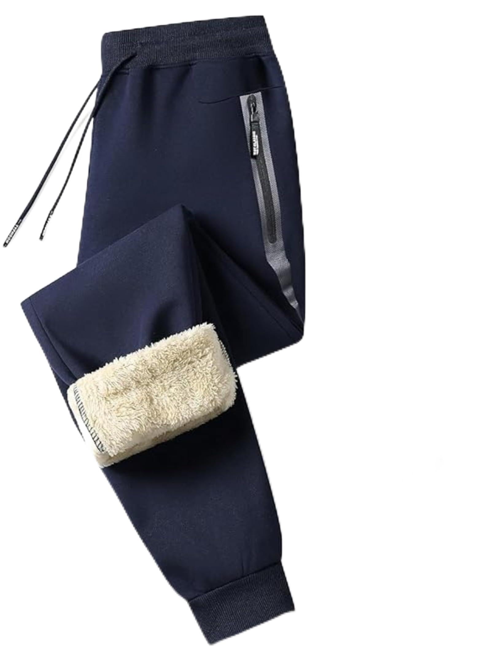 Tansozer Joggingbroek heren katoen winter fleece heren broek sportbroek heren met zakken met ritssluiting, Blauw1909, XXL