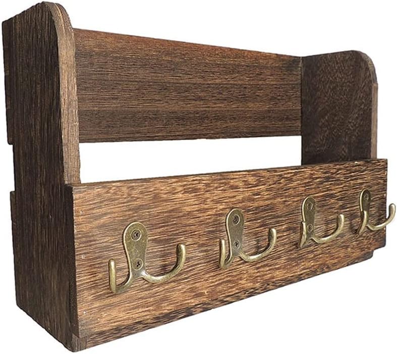 Key Rack Wooden Porch Key Coat Wall Storage Rack Wall Racks Shop Home Door Rear Wall Hanging Wall Decoration (Color : Brown Size : 32.920.9cm)