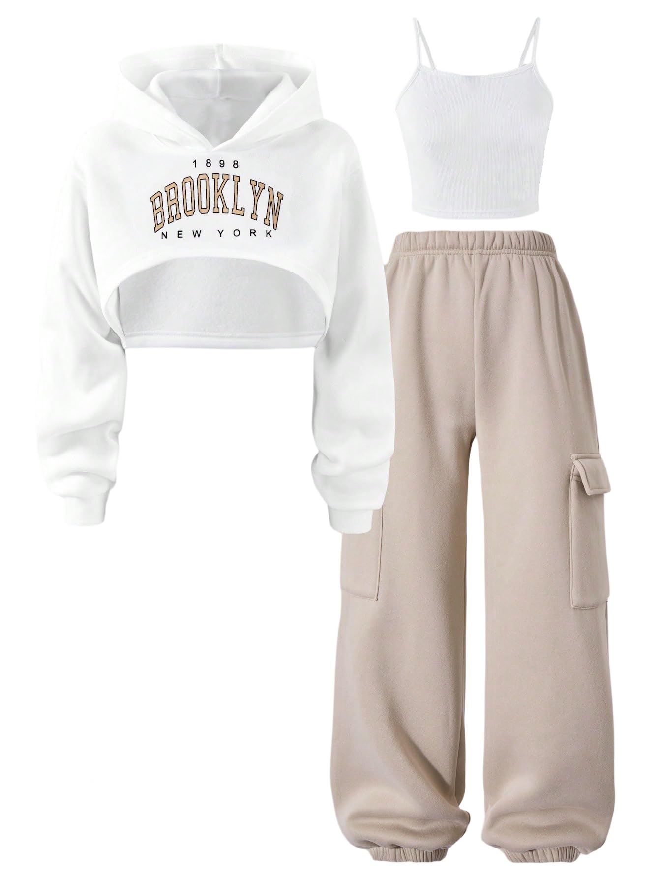 SweatyRocks Mädchen Set 3 Teiliger Herbst-Set Mit Sweatshirt Freizeitanzug