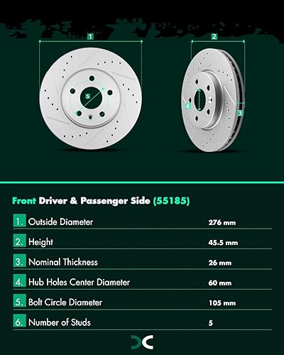 Miniatura 6 de SCITOO Kits de rotores de freno de disco delantero para Chevrolet Cruze 2011-2015, Chevrolet Cruze Limited 2016, Chevrolet Sonic 2012-2017