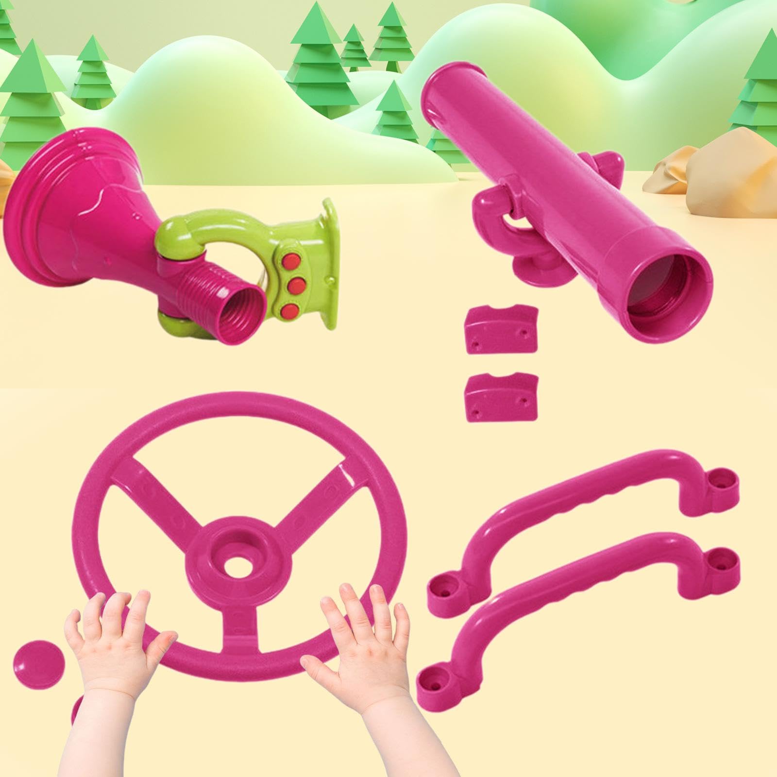 4-teiliges Spielplatz-Set für Kinder, Schaukelanbau in Pink
