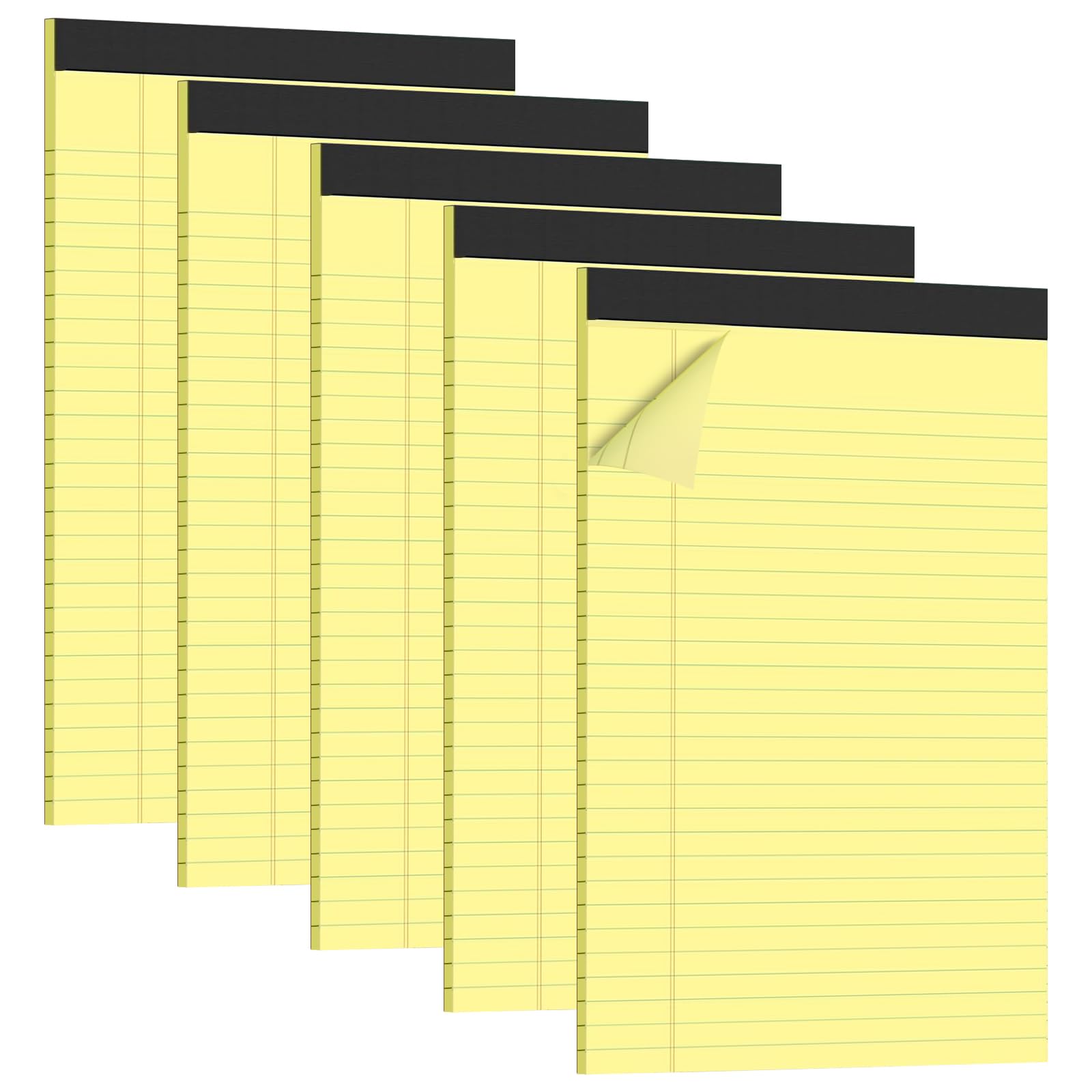 Blocchi Legali Gialli A4 5 Pezzi, 30 Fogli per Blocco, Righe 0,8 mm, Perforati, Strappabili 29,2 x 21 cm