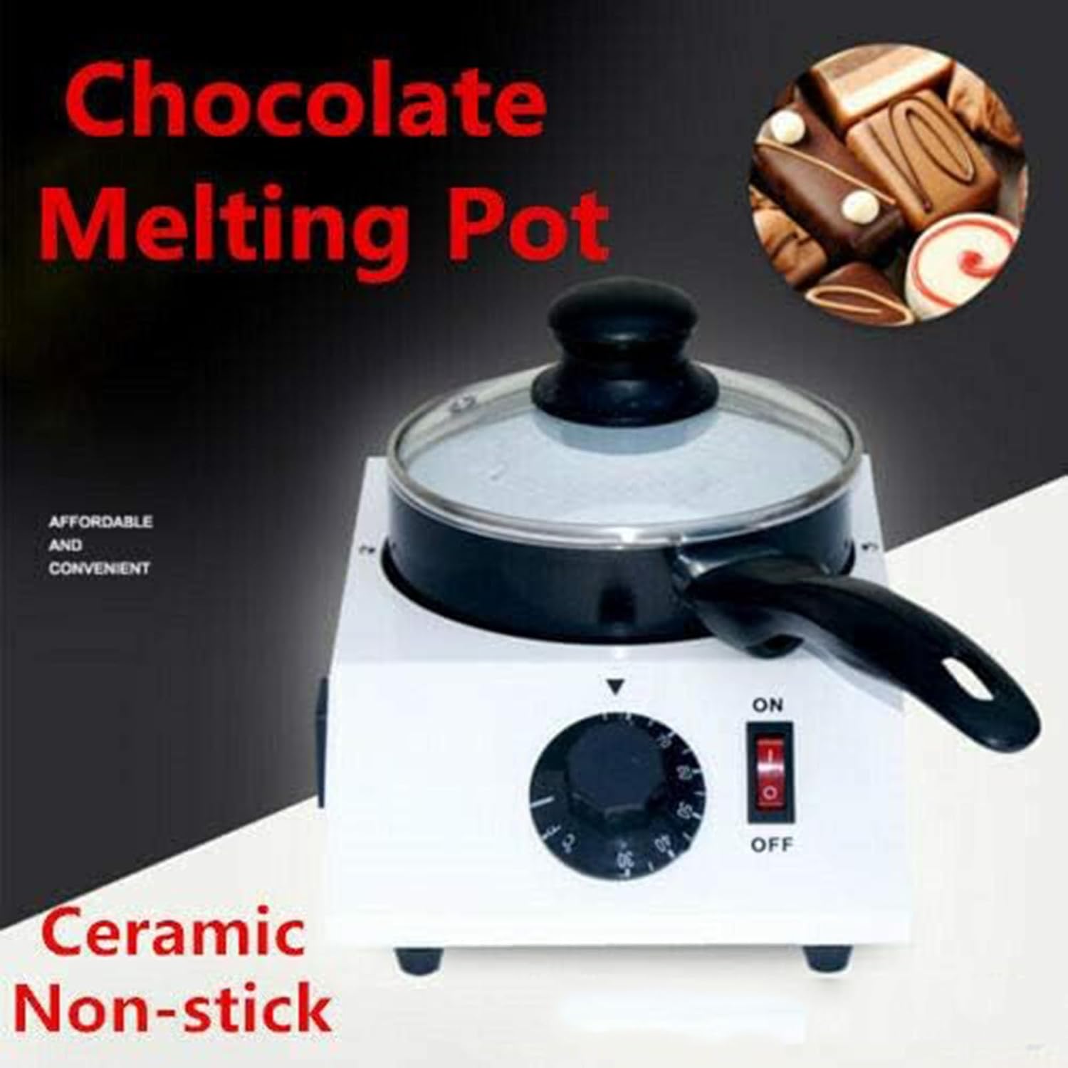 Mini Electric Fondue Pots - Single Pan - Chocolate Melting Machine - Stainless Steel - Manual Control Chocolate Melter Heater for Party Wedding and Birthday - w