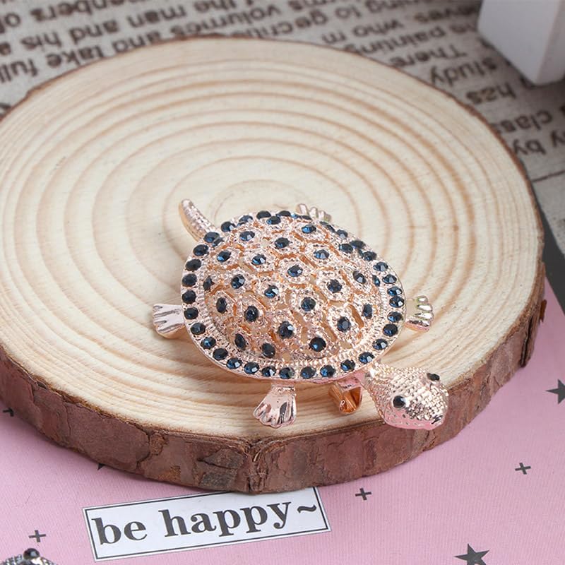 Miniatura 2 de Opexicos Broche de tortuga con diamantes de imitación de oro negro, 2 piezas, diseño creativo, broches de tortuga, accesorios, Metal Joya