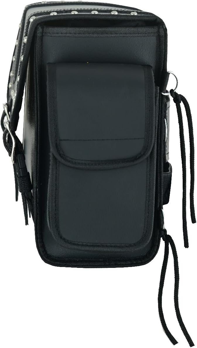 Black Motorcycle Sissy Bar Bag 22.9L Fits Harley Davidson, Indian, Yamaha & Suzuki Motorcycles Synthetic Leather Universal (Studded)