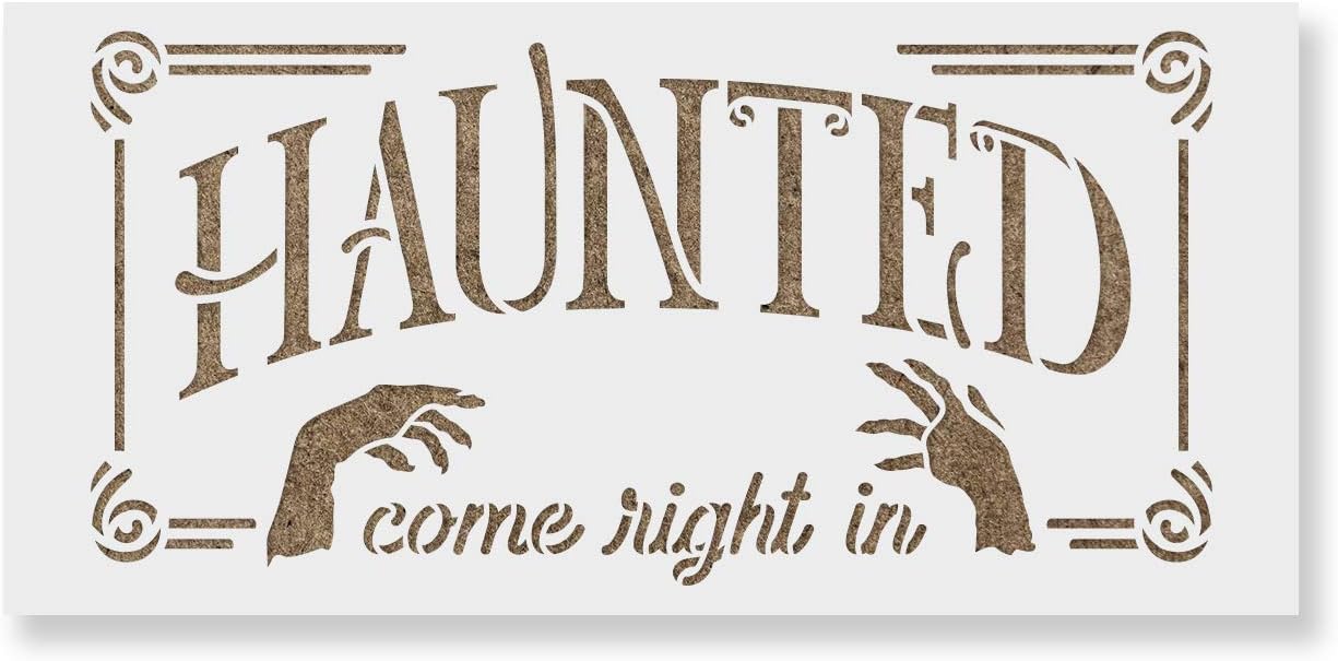 Haunted Stencil - Craft Stencils, Halloween Stencils, Fall Stencils, Hauntingly Beautiful Halloween Art, Spooky Stencils